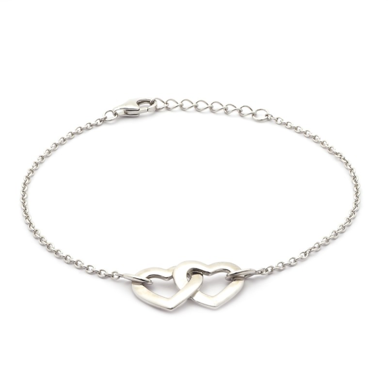 Bracelet en argent motifs coeurs entrelacés