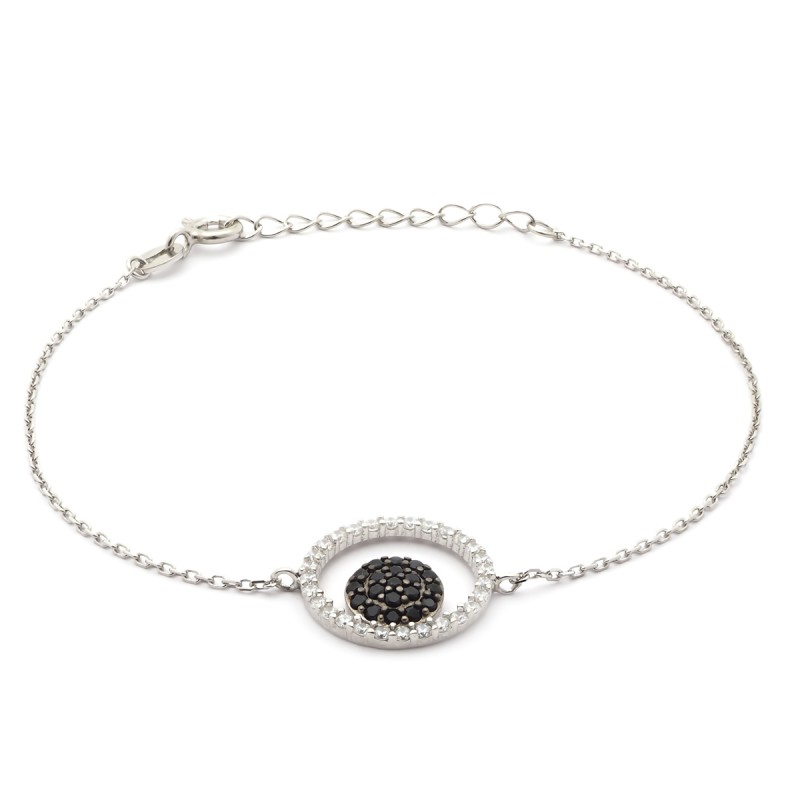 Bracelet souple Carador fantaisie argent 925/000 et oxydes de zirconium bicolores