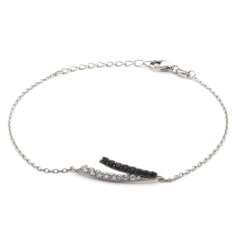 Bracelet Femme Carador chaine et ornement empierré de zircons bicolores