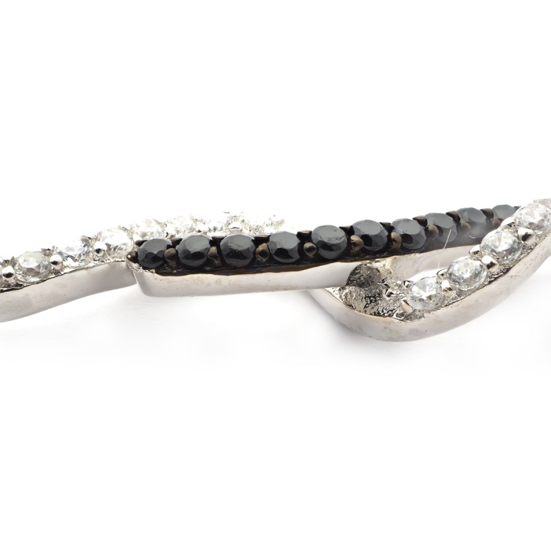 Bracelet Femme Carador motif fantaisie en argent 925/000 et oxydes de zirconium noirs et blancs