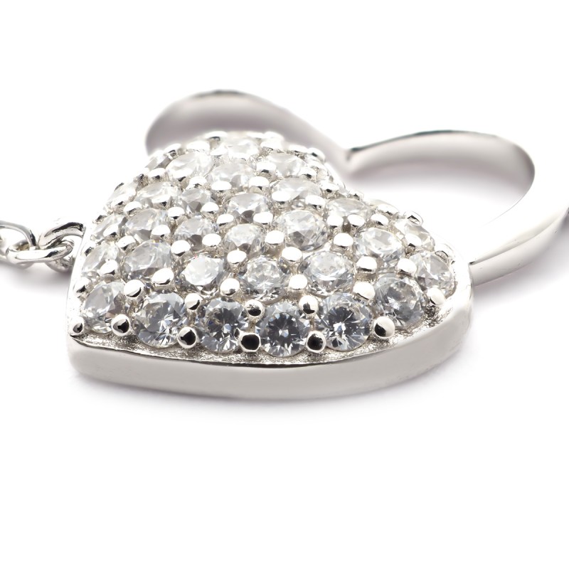 Bracelet argent femme Carador motif deux coeurs