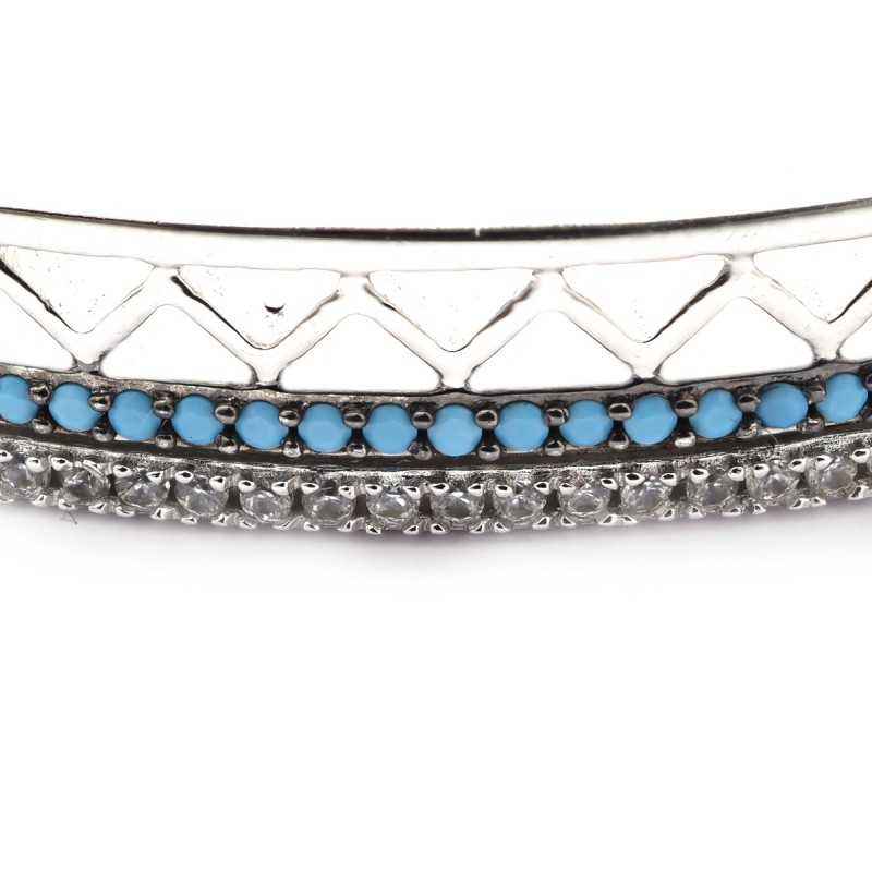 Bracelet Carador Ethnique rigide en argent 925/000 et turquoise, 6 mm