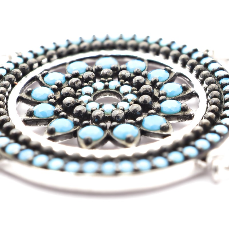 Bracelet souple Carador motif ethnique argent 925/000 et turquoises