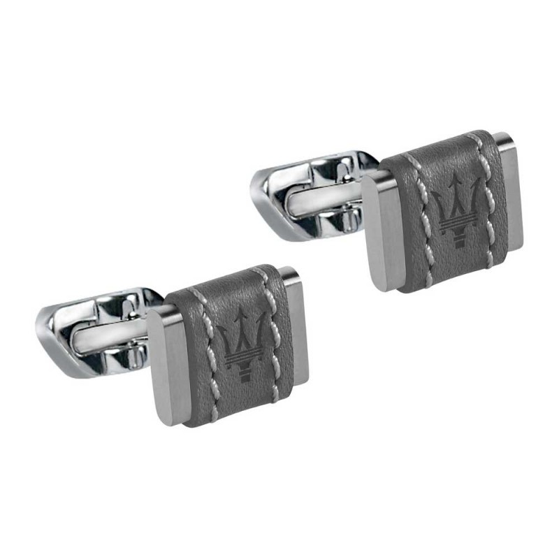 Bouton de manchette Maserati en acier inoxydable et cuir