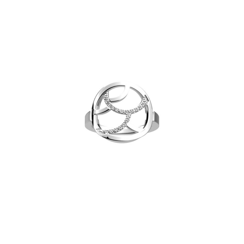 Bague femme ronde Les Georgettes Précieuses collection Gourmandise finition gris argent 16 mm