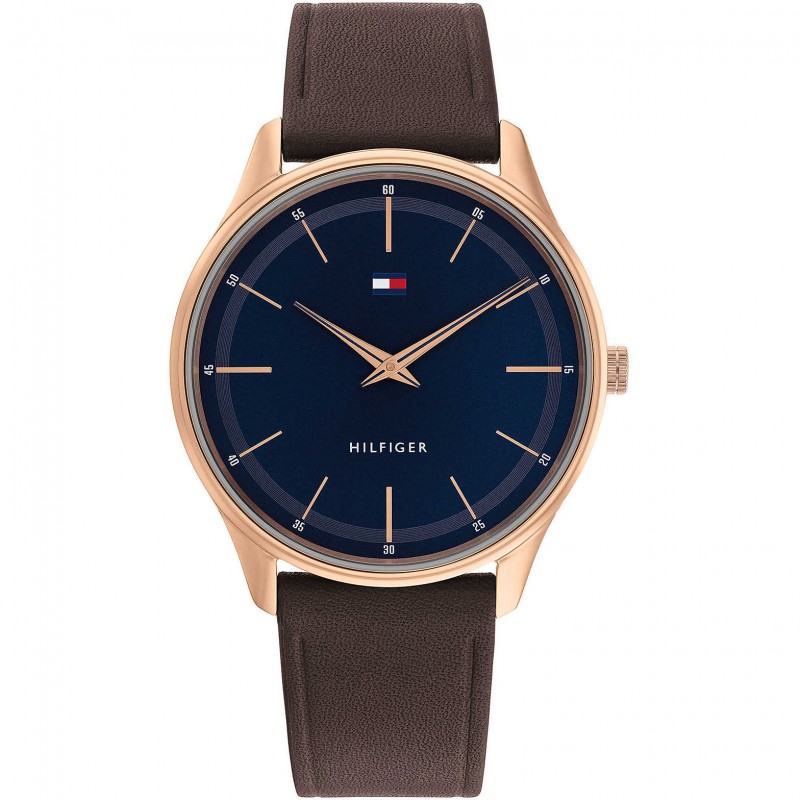 Montre homme tommy hilfiger en cuir marron