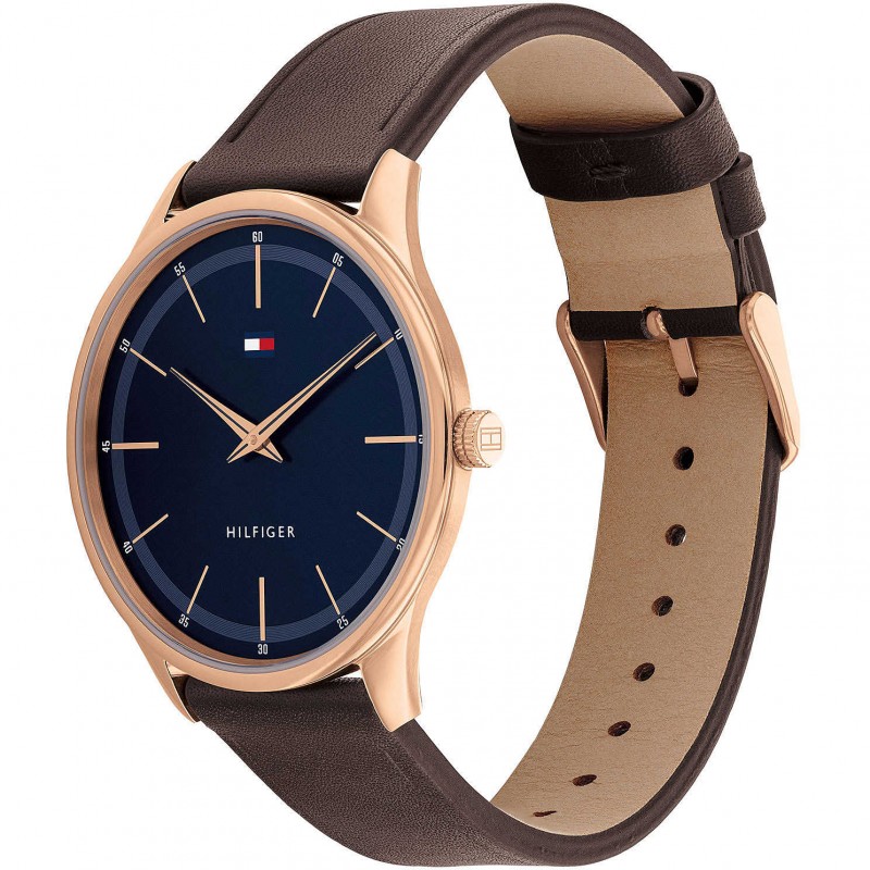 Montre homme tommy hilfiger en cuir marron