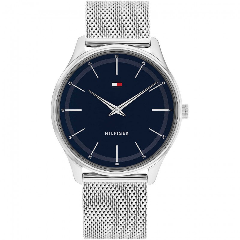 Montre Homme tommy hilfiger acier couleur argent et bleue