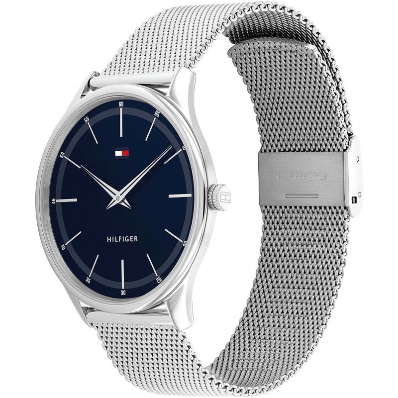 Montre Homme tommy hilfiger acier couleur argent et bleue