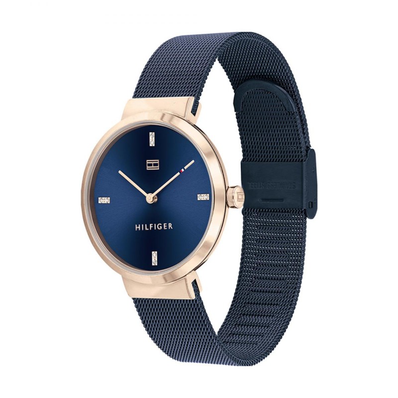 Montre femme Tommy hilfiger couleur bleue et dorée