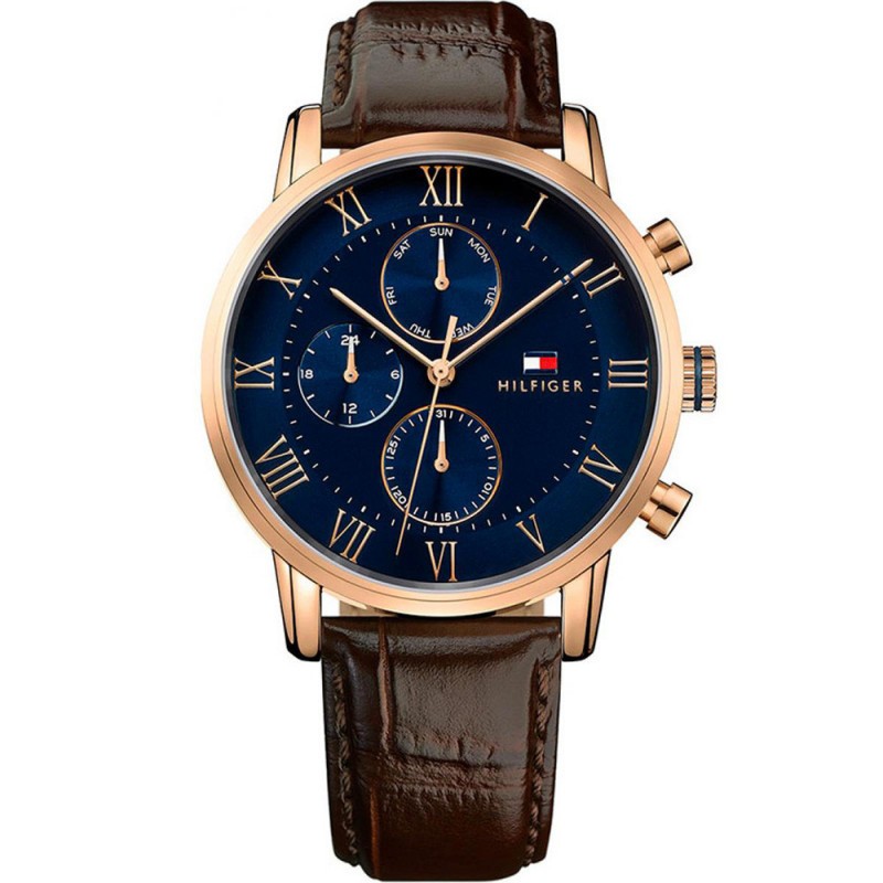 Montre homme tommy hilfiger en cuir marron