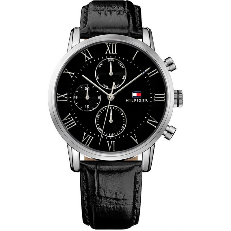 Montre homme tommy hilfiger en cuir noir