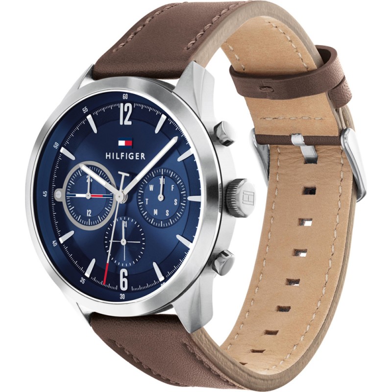 Montre homme tommy hilfiger en cuir marron