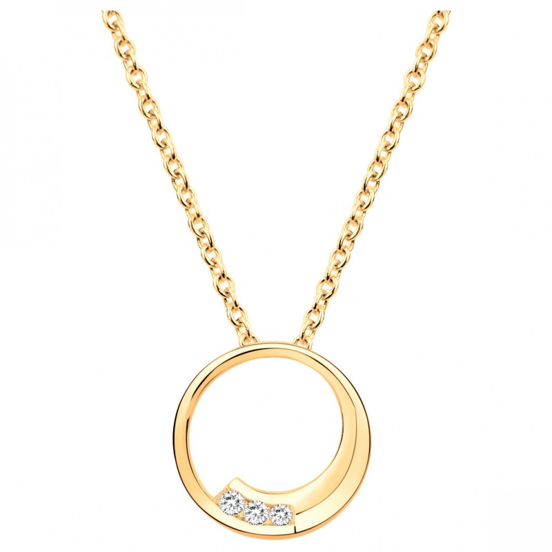 Collier plaqué or et oxydes de zirconium motif cercle carador