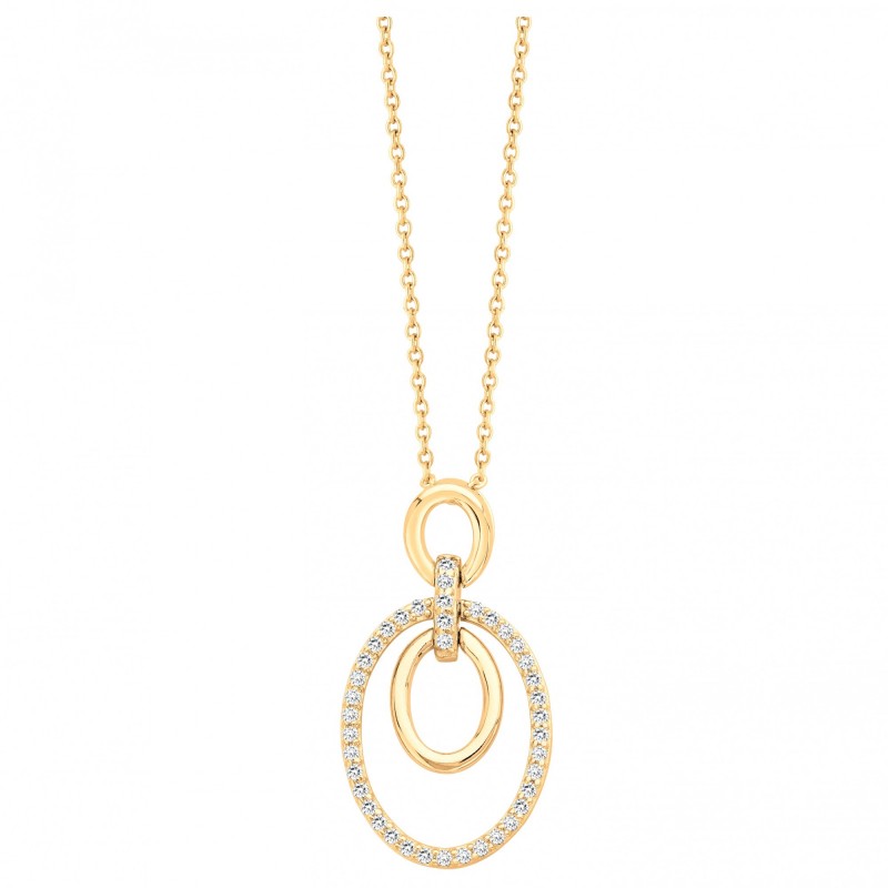 Collier plaqué or et oxydes de zirconium motif double cercle carador