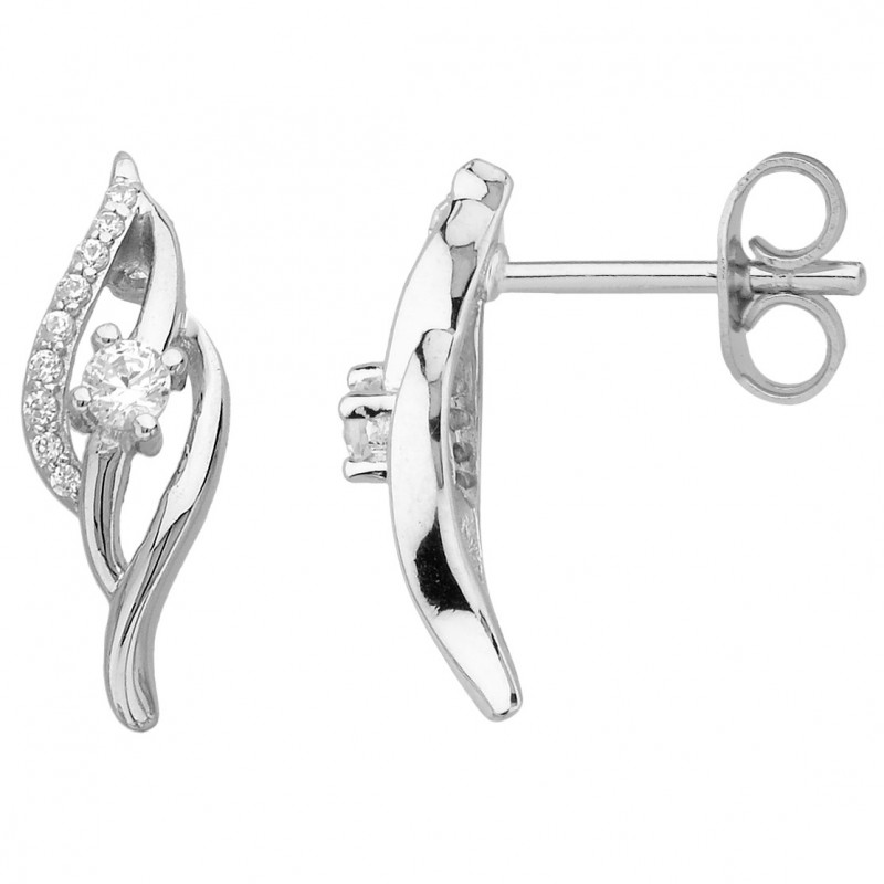 boucles d'oreilles clous Carador en argent 925/000 et oxydes de zirconium