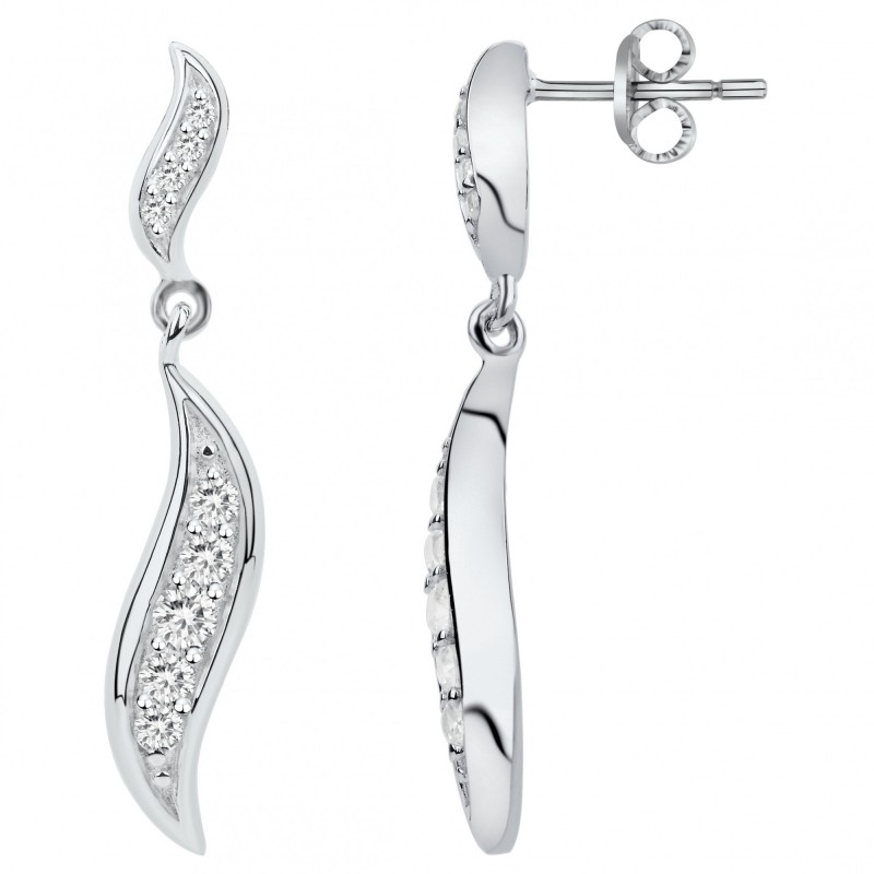 boucles d'oreilles pendantes Carador en argent 925/000 motif vague