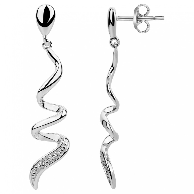 boucles d'oreilles pendantes Carador en argent 925/000 motif spirale