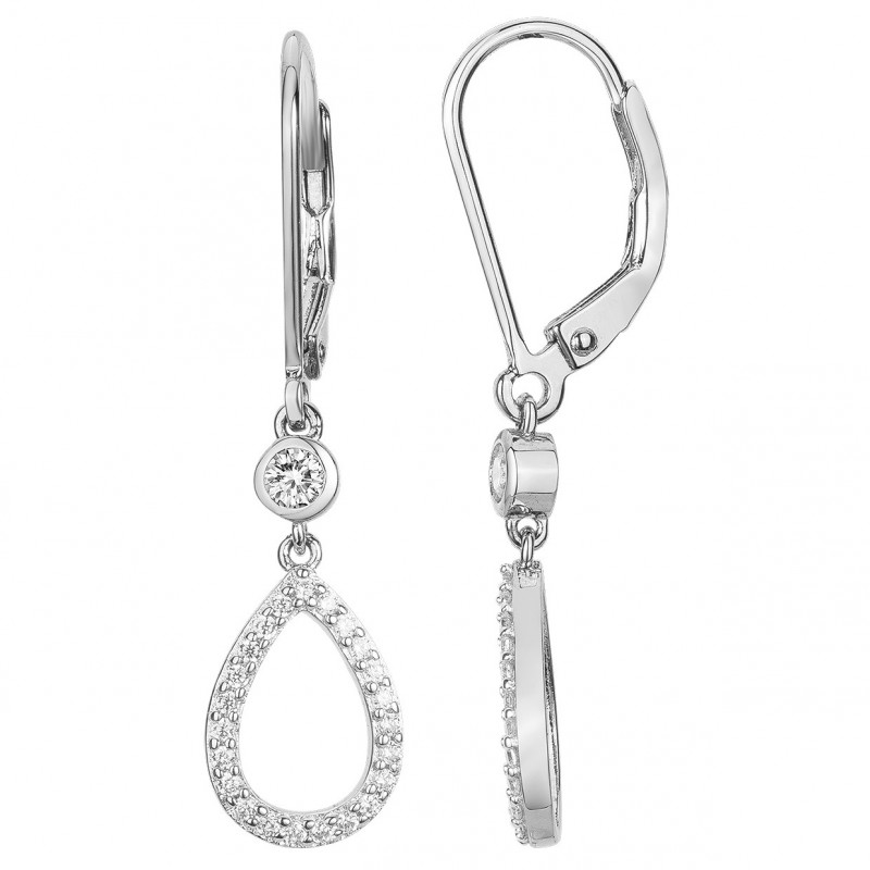 Boucles d'oreilles dormeuses Carador en argent 925/000 et oxydes de zirconium