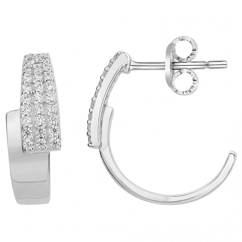 Boucles d'oreilles demi-créoles Carador en argent 925/000 et oxydes de zirconium