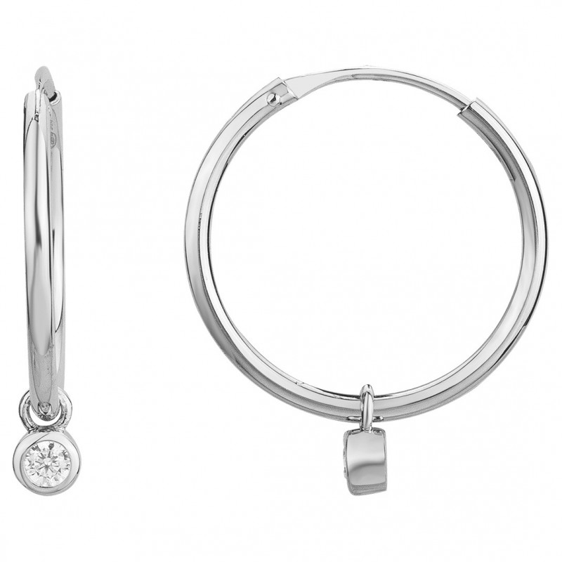 Boucles d'oreilles créoles Carador en argent 925/000 et pampilles oxydes de zirconium