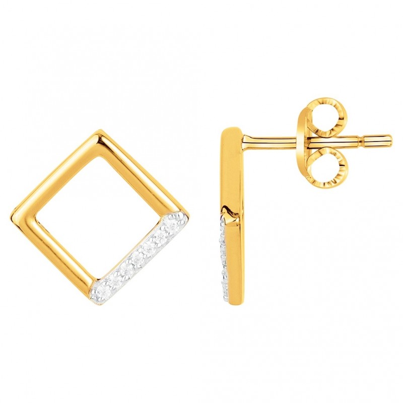 Boucles d'oreilles femme plaqué or et oxydes de zirconium carador