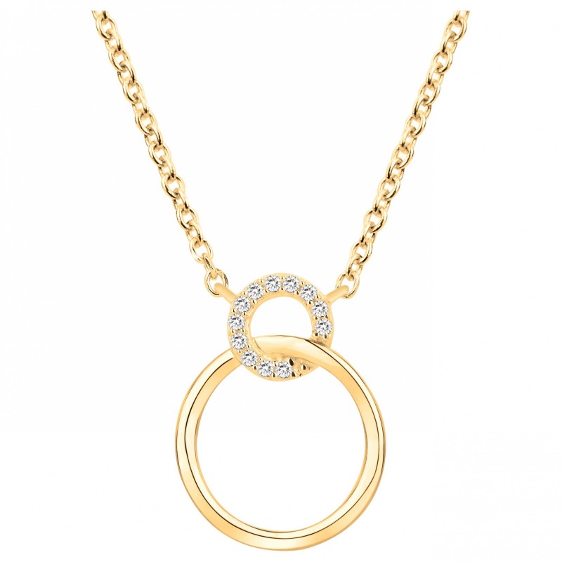 Collier plaqué or et oxydes de zirconium motif double cercle carador