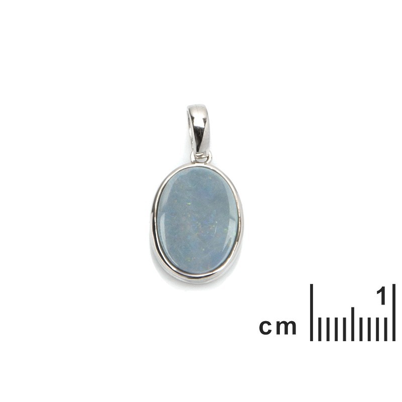 Pendentif en argent 925/000 et opale doublet bleutée