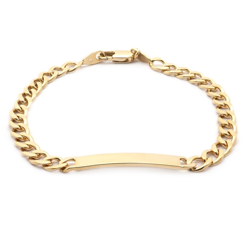 Gourmette CARADOR maille gourmette, plaque rectangulaire, plaqué or