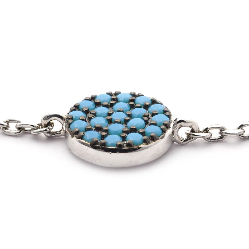 Bracelet Femme Carador rond empierré de turquoise en argent 925/000