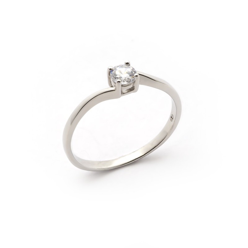 Bague solitaire Carador en argent 925/000 et oxyde de zirconium