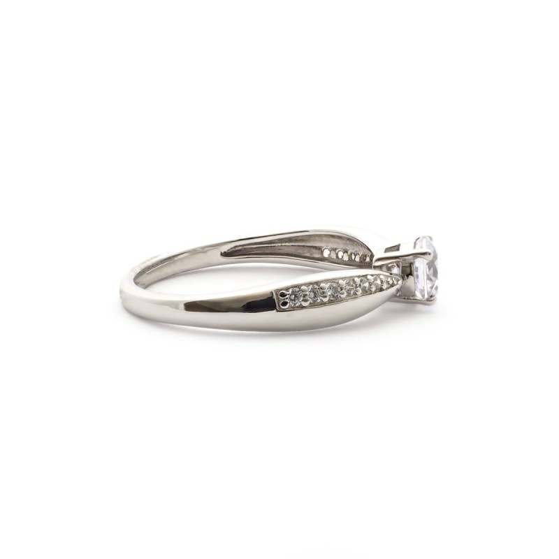 Bague solitaire accompagné femme Carador en argent avec oxydes de zirconium
