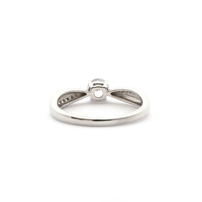 Bague solitaire accompagné femme Carador en argent avec oxydes de zirconium