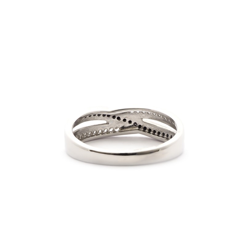 Bague femme carador en argent avec oxydes de zirconium noirs et blancs