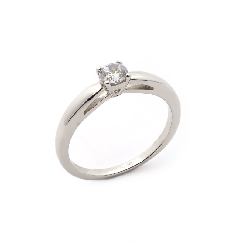 Bague solitaire femme carador en argent avec oxyde de zirconium