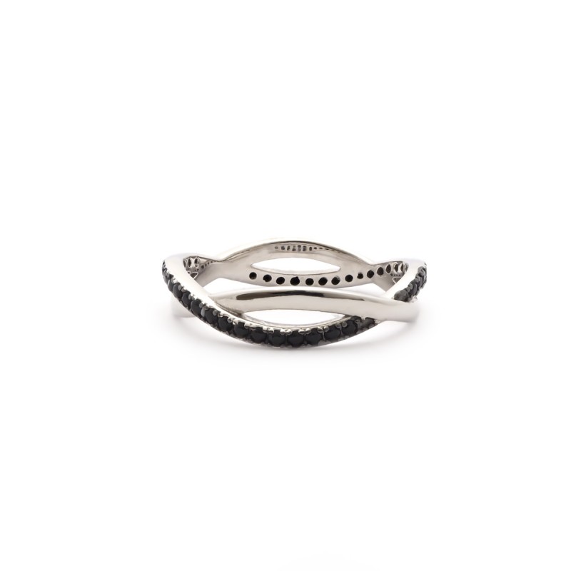 Bague Carador anneaux croisés Argent 925/000e Oxydes bicolores