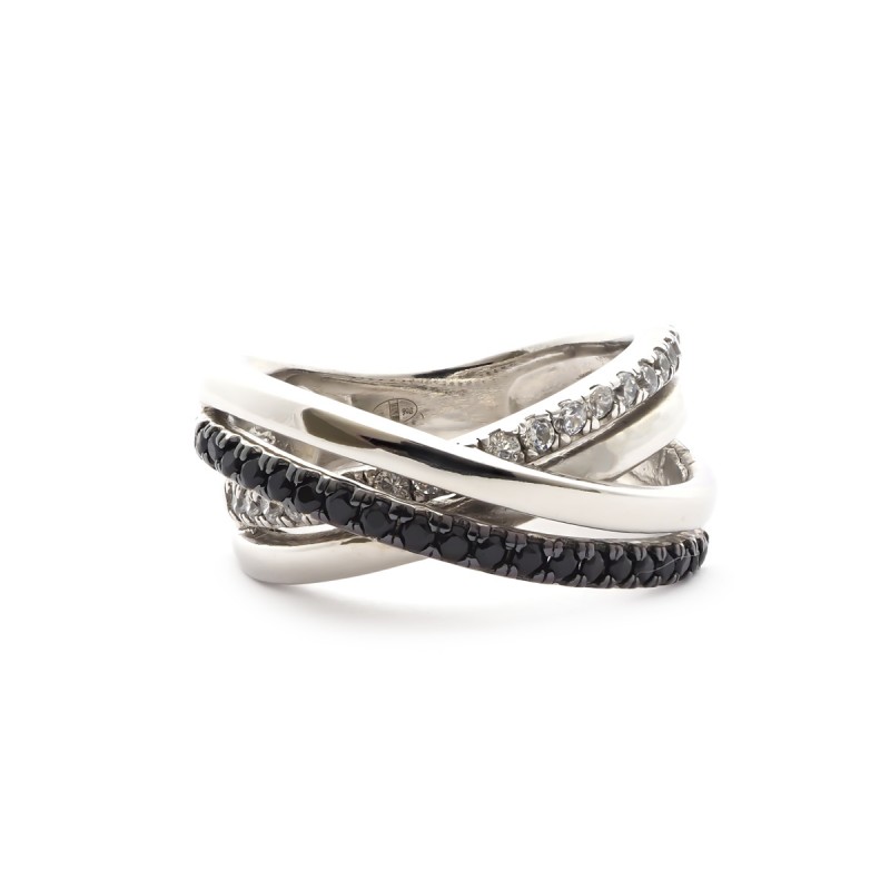 Bague Carador Argent 925/000e Reliefs bicolores