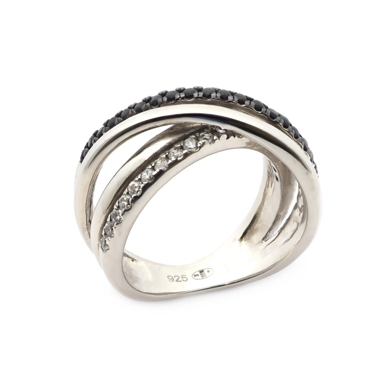 Bague Carador Argent 925/000e Reliefs bicolores