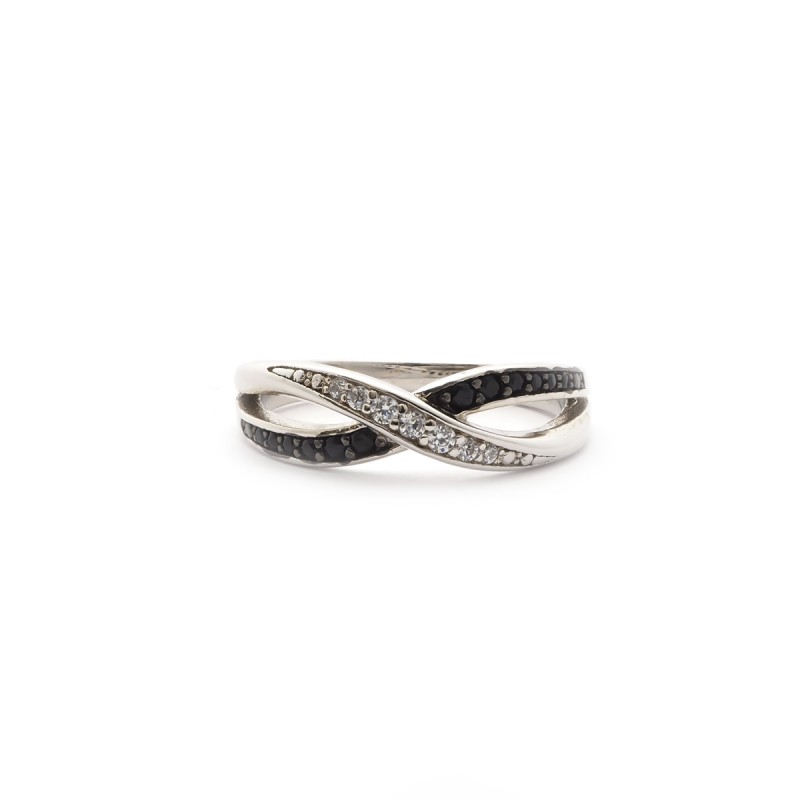 Bague Carador croisé Argent 925/000 Oxydes de zirconium bicolores