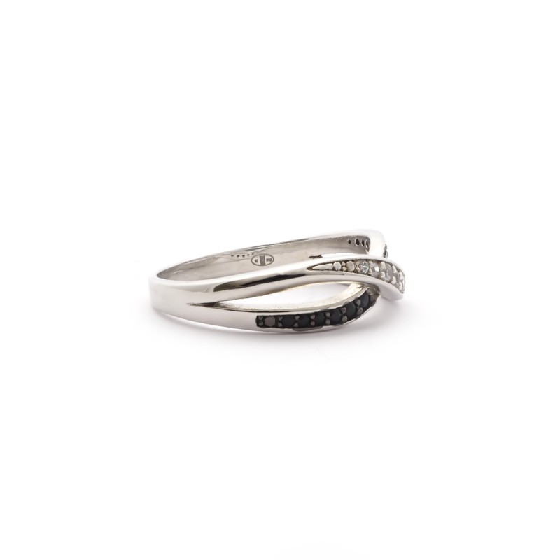 Bague Carador croisé Argent 925/000 Oxydes de zirconium bicolores