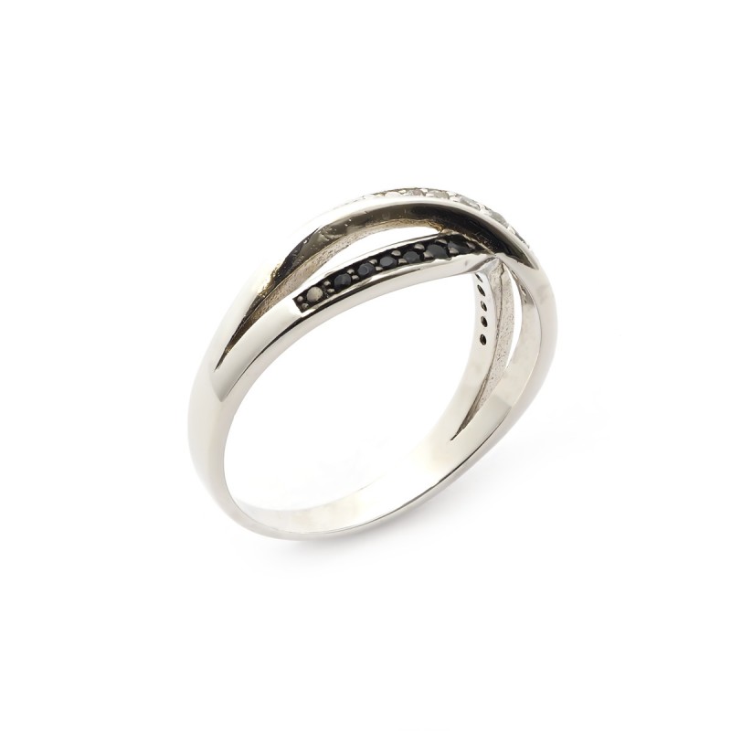Bague Carador croisé Argent 925/000 Oxydes de zirconium bicolores