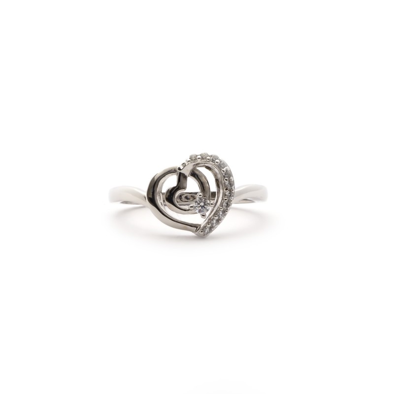 Bague femme Carador en argent motif cœur avec oxydes de zirconium
