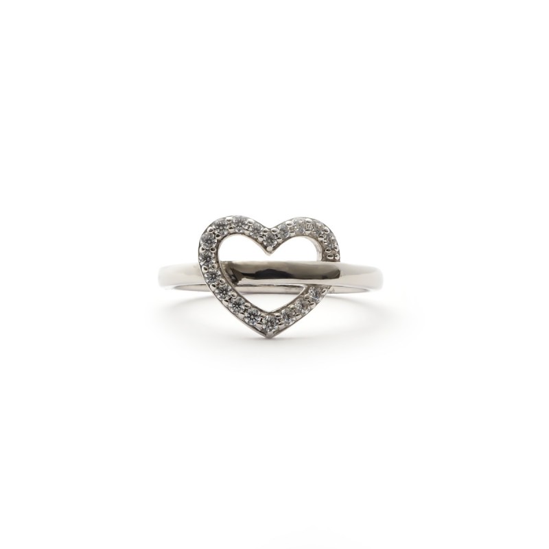 Bague femme Carador  en argent motif cœur avec oxydes de zirconium