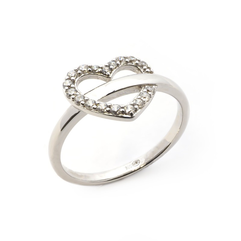 Bague femme Carador  en argent motif cœur avec oxydes de zirconium