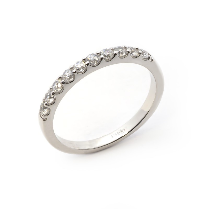 Bague type alliance femme carador en argent avec oxydes de zirconium
