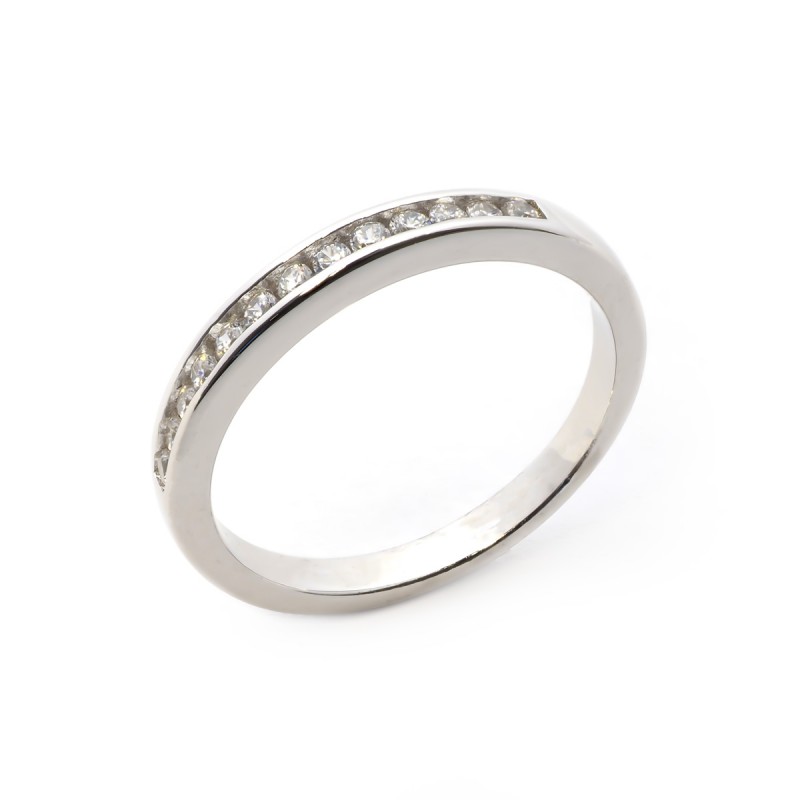 Bague type alliance femme carador en argent avec oxydes de zirconium serti rail
