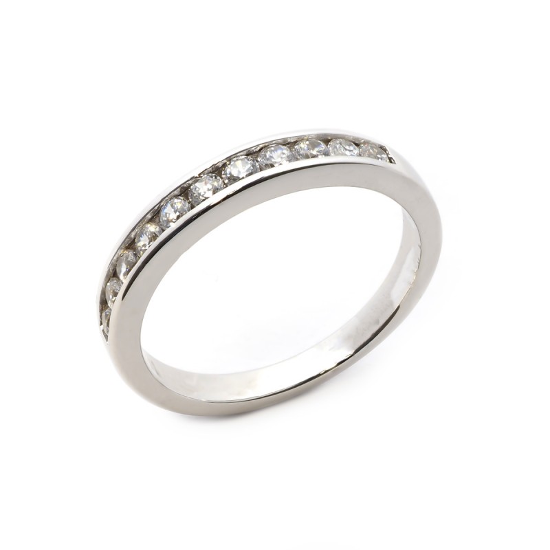 Bague type alliance femme carador en argent avec oxydes de zirconium serti rail