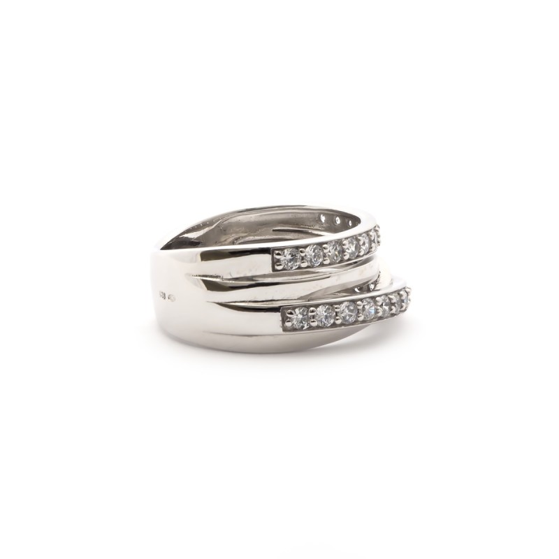 Bague Carador anneaux entrelacés argent 925/000 et oxydes de zirconium
