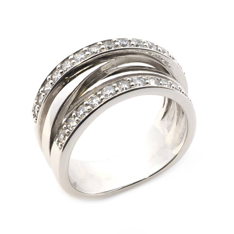 Bague Carador anneaux entrelacés argent 925/000 et oxydes de zirconium