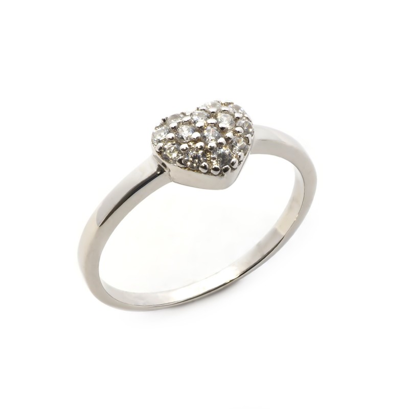 Bague Carador coeur empierré d'oxydes de zirconium argent 925/000
